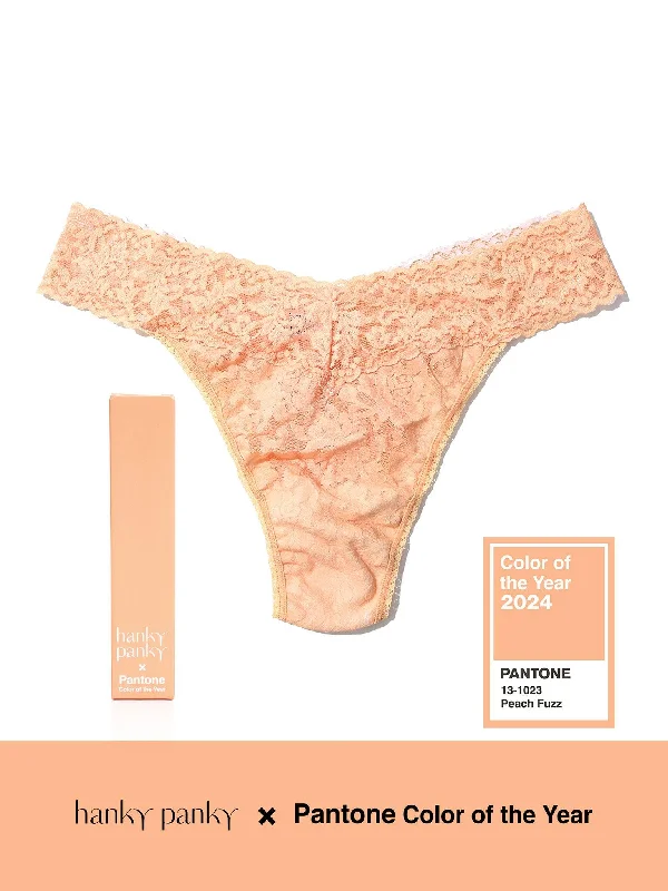 Signature Lace Original Rise Thong | PANTONE 13-1023 Peach Fuzz