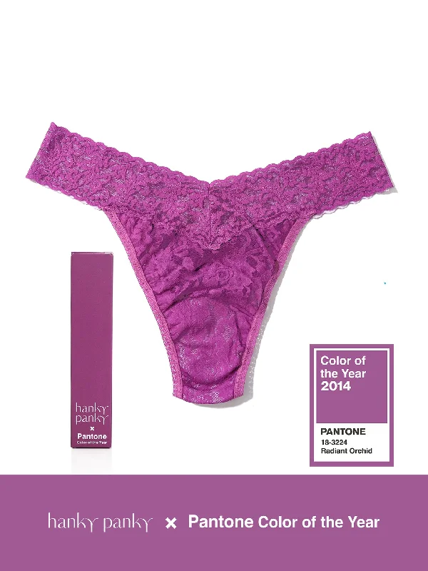 Signature Lace Original Rise Thong | PANTONE 18-3224 Radiant Orchid