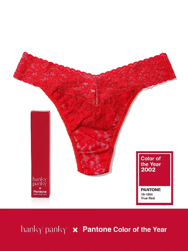 Signature Lace Original Rise Thong | PANTONE 19-1664 True Red