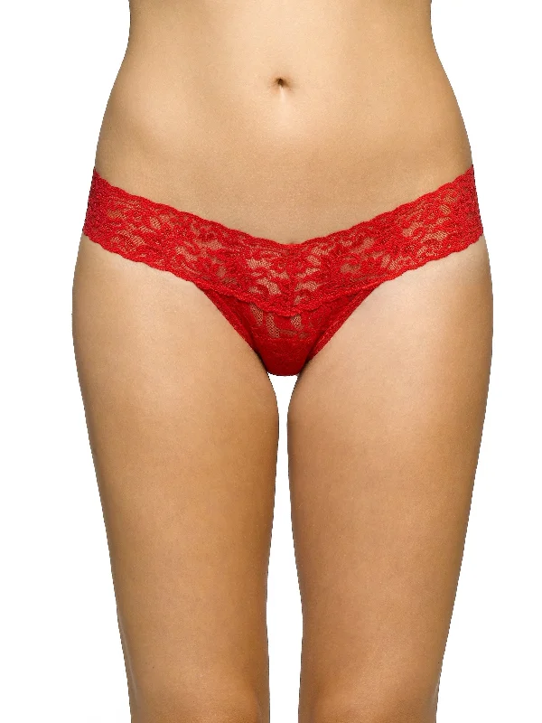 Petite Size Signature Lace Low Rise Thong Red