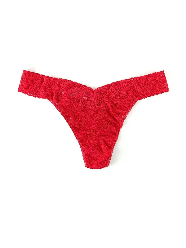 Plus Size Signature Lace Original Rise Thong Red