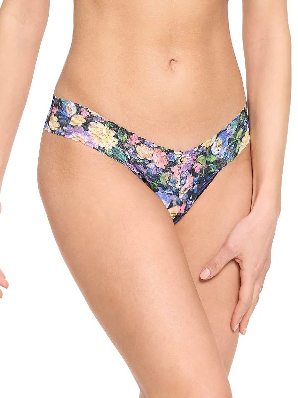 Printed Signature Lace Low Rise Thong Dream Garden