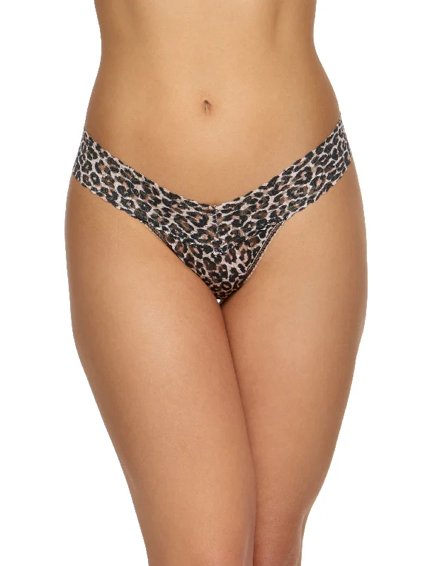 Printed Signature Lace Low Rise Thong Classic Leopard