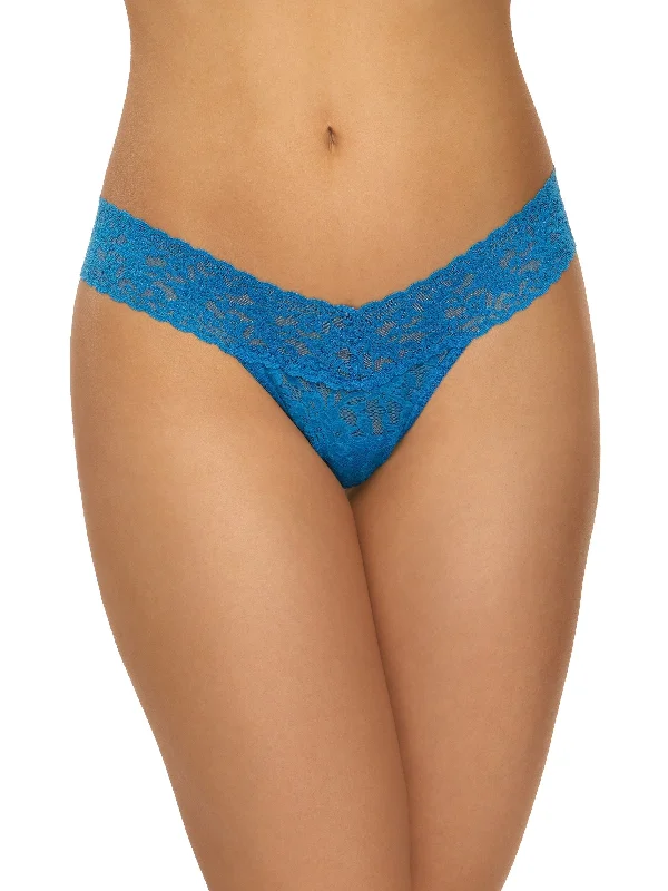 Signature Lace Low Rise Thong Cerulean Blue