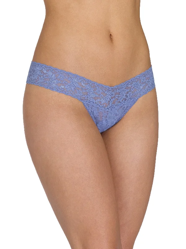 Signature Lace Low Rise Thong Chambray