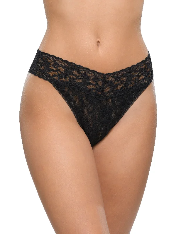 Signature Lace Original Rise Thong Black