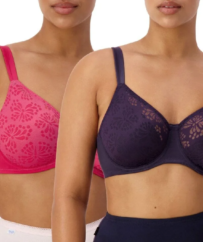 Triumph Lacy Minimizer 2 Pack Bra - Red-Dark Combination