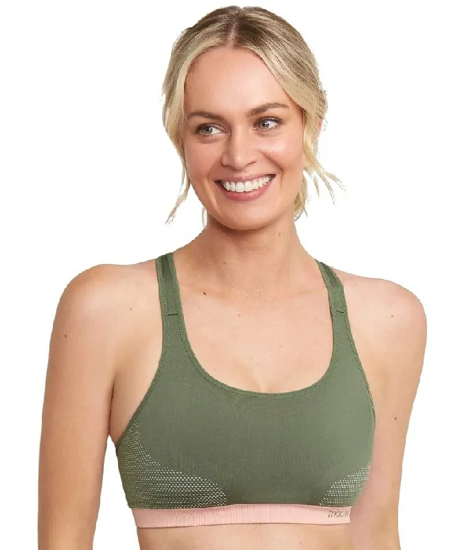 Triumph Triaction Seamfree Wire-free Crop Top Bra - Green/Light Combination