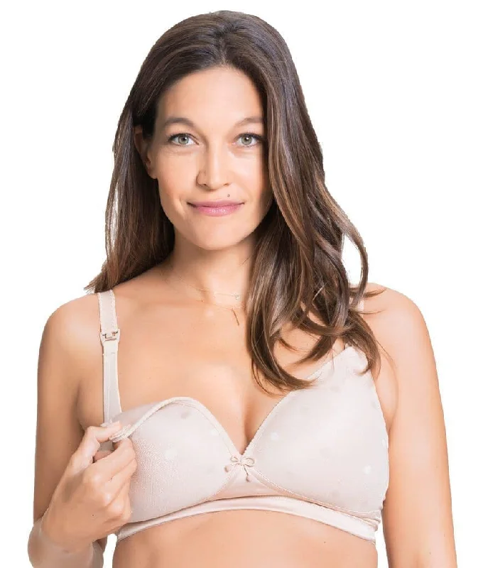 Cake Maternity Mousse Padded Plunge Wire-free Nursing Bra -  Beige