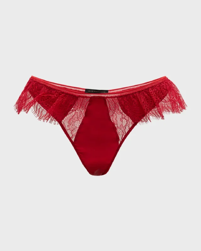 Camaret Low-Rise Lace & Charmeuse Thong