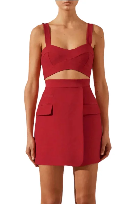 Irena Panelled Bralette In Roma Red