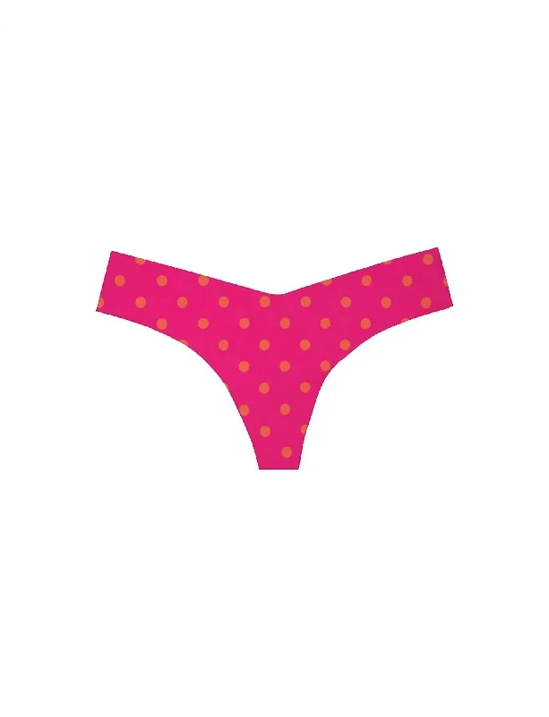 Women's Printed Low Rise Thong In Button Shocking Pink