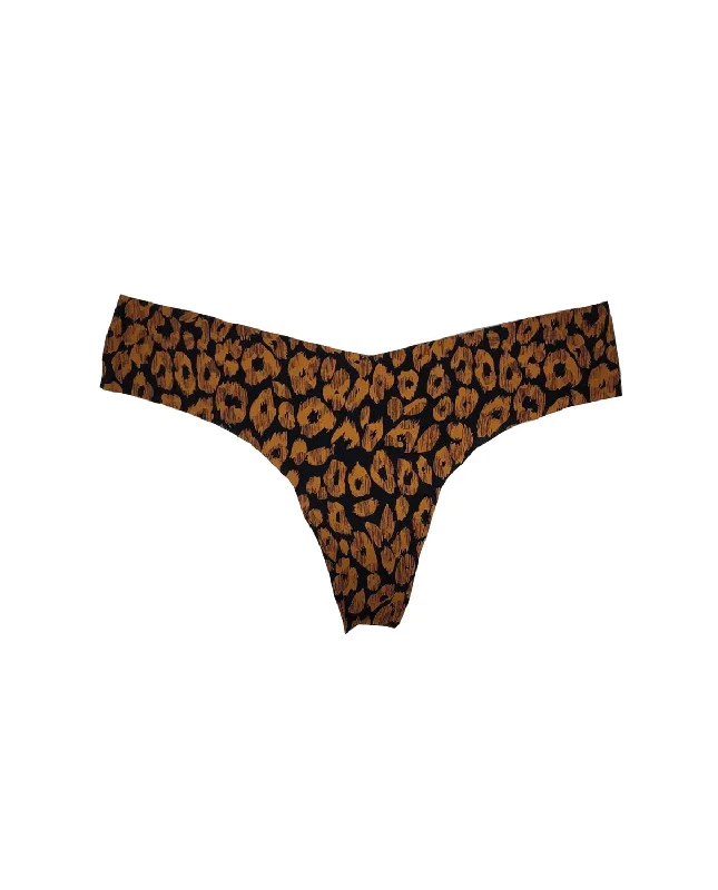 Women's Printed Low Rise Thong In Honey Leopard